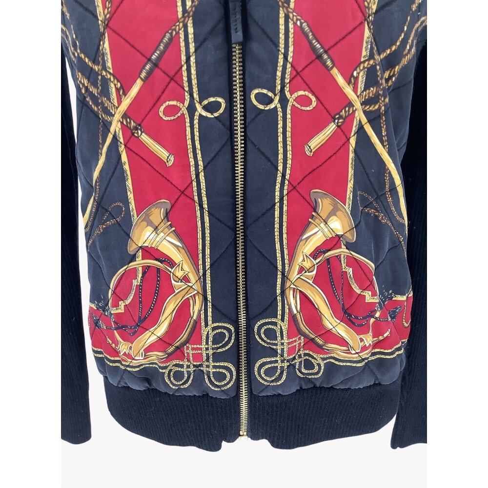 Lauren Ralph Lauren Equestrian Bishop Sweater Silk Wool Zip Cardigan Womens Sz M - Picture 2 of 7